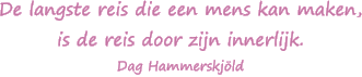 De langste reis die een mens kan maken, is de reis door zijn innerlijk. - Dag Hammerskj&ouml;ld